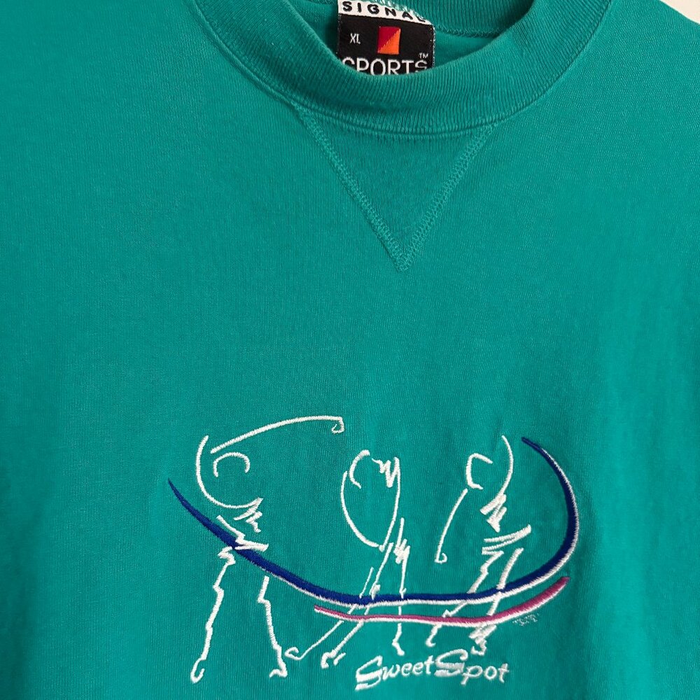 VINTAGE 90s Signal Sports Long Sleeve Shirt Crewneck Embroidered Golf Icons XL